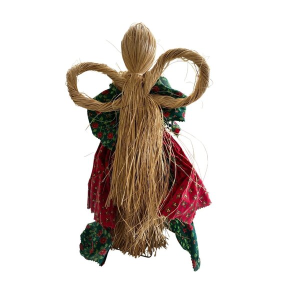 Handcrafted Straw Doll With Floral Dress & Angel Wings - Picture 2 of 7